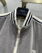 Celine 25 Jacket Grey White Velvet Cotton