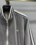 Celine 25 Jacket Grey White Velvet Cotton