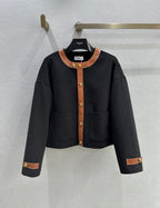 Celine 25 Round Neck Arc de Triomphe Jacket Black Brown Cashmere