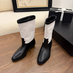 CC Short Boot Black White Calfskin 366071
