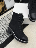 CC 26 Combat Boot Black Tweed Leather 588801