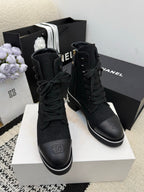CC 26 Combat Boot Black Tweed Leather 588801