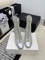 CC 26 Wedge Heel Boot Silver Mesh Leather 588856