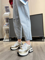 cc trainer black gold calfskin white mesh