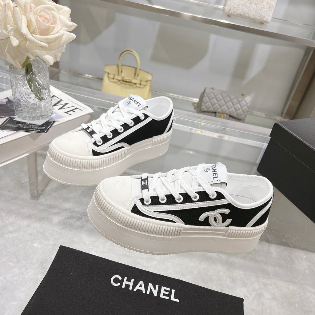 CC Sneaker Black Fabric And Lambskin