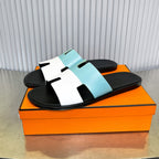 HM Men's Izmir Slide White Mix Blue Cowhide 588512