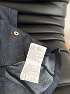 Miu Miu Beaded Letters Decorated Denim Suit Dark Blue Cotton