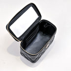 CC 24K Vanity Top Handle 17cm Black Lambskin Silver Hardware