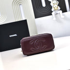 CC 24K Vanity Top Handle 17cm Burgundy Lambskin Silver Hardware