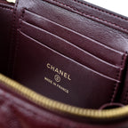 CC 24A Vanity Top Handle 16cm Burgundy Grained Calfskin Gold Hardware