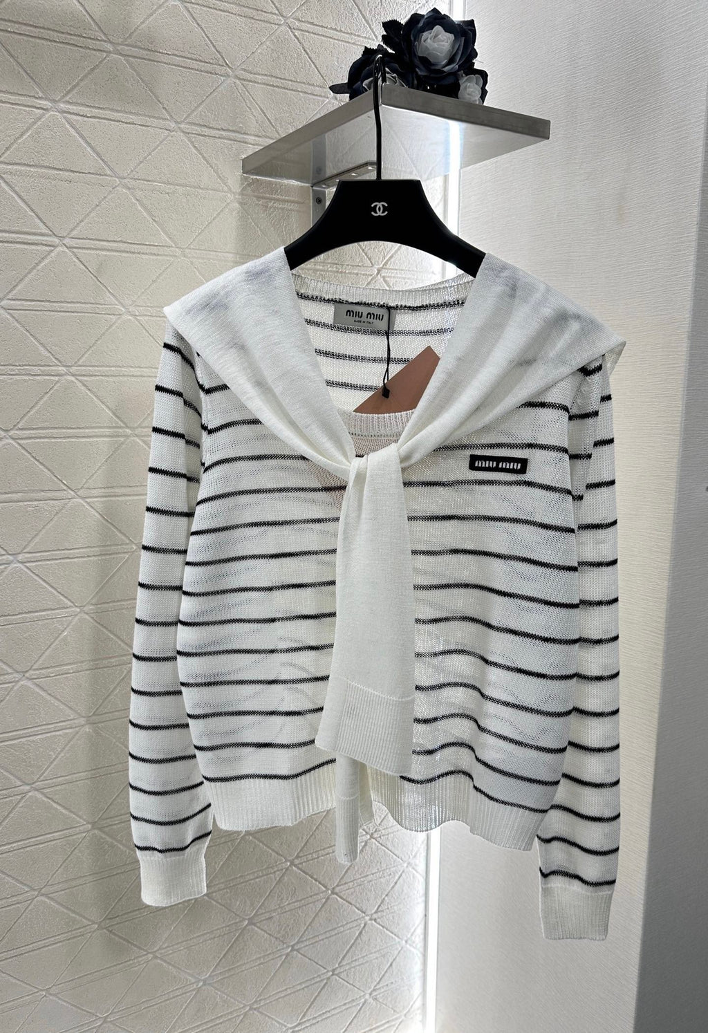 Miu Miu 25 Striped Knit Sweater Scarf 288654