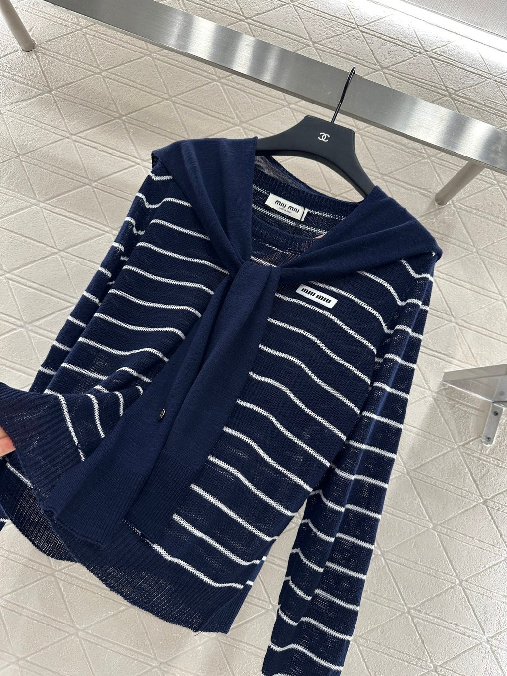 Miu Miu 25 Striped Knit Sweater Scarf 288654