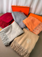 DOUBLE-FACE SCARF 200 CM IN LIGHT PINK AND GREY CASHMERE