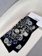 CC Square Scarf 70 CM In Black Colorful Cashmere And Silk 399802