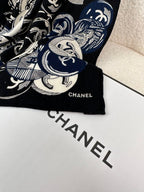 CC Square Scarf 70 CM In Black Colorful Cashmere And Silk 399802