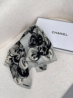 CC Square Scarf 70 CM In Grey Colorful Cashmere And Silk 399803