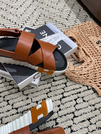 ELECTRIC SANDAL BLACK MIX CARAMEL CALFSKIN