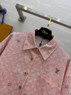 LV 25 Star-Studded Rhinestone Pink Denim