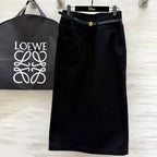 Loewe 25 Belt Skirt Black Cotton