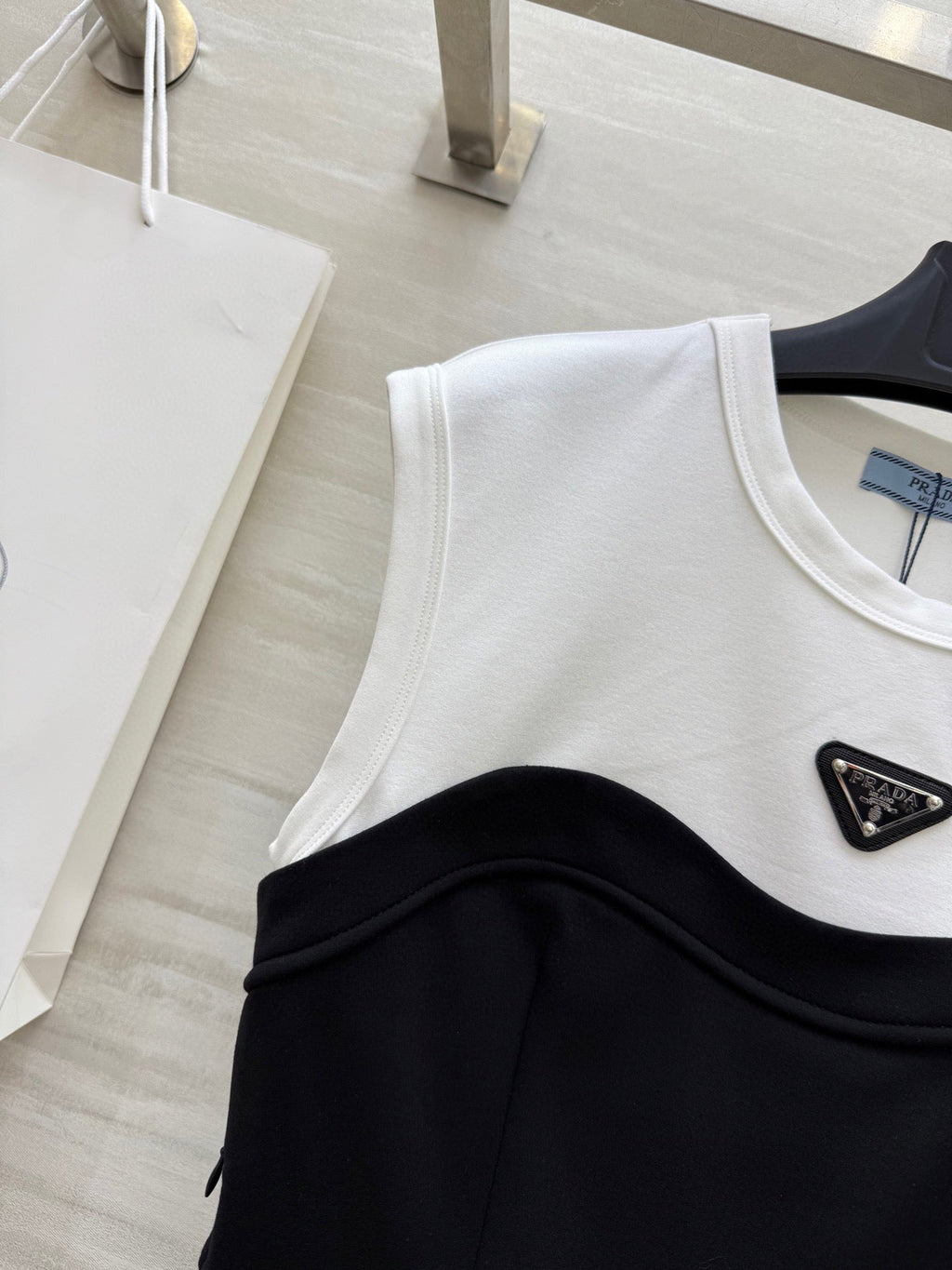 Prada 25 Tube Dress Black mix White Cotton