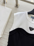 Prada 25 Tube Dress Black mix White Cotton