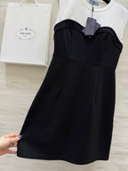 Prada 25 Tube Dress Black mix White Cotton