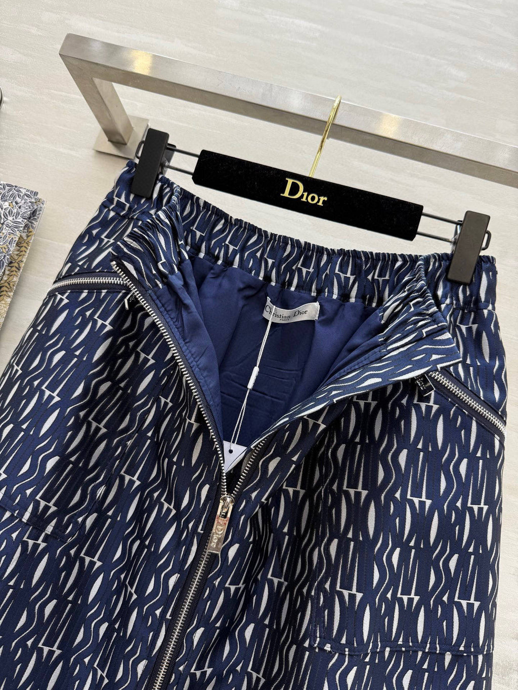CD 25 Letter Skirt Blue Jacquard Fabric