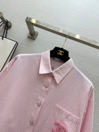 Chanel 2026 Striped Shirt Pink Cotton 352255