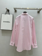Chanel 2026 Striped Shirt Pink Cotton 352255