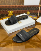 cd slide black calfskin embroidered cotton