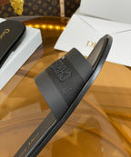cd slide black calfskin embroidered cotton