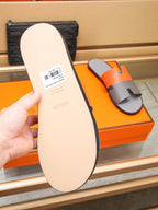 HM Men's Izmir Slide Grey Orange Cowhide 685821