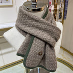 LP Scarf 125 CM In Earth Brown With Dark Green Border Cashmere 201758