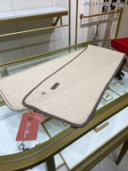 LP Scarf 125 CM In Light Beige With Earth Brown Border Cashmere 201759