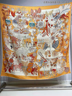 Precious Paradise Scarf 140 CM Yellow Orange Colorful Cashmere And Silk