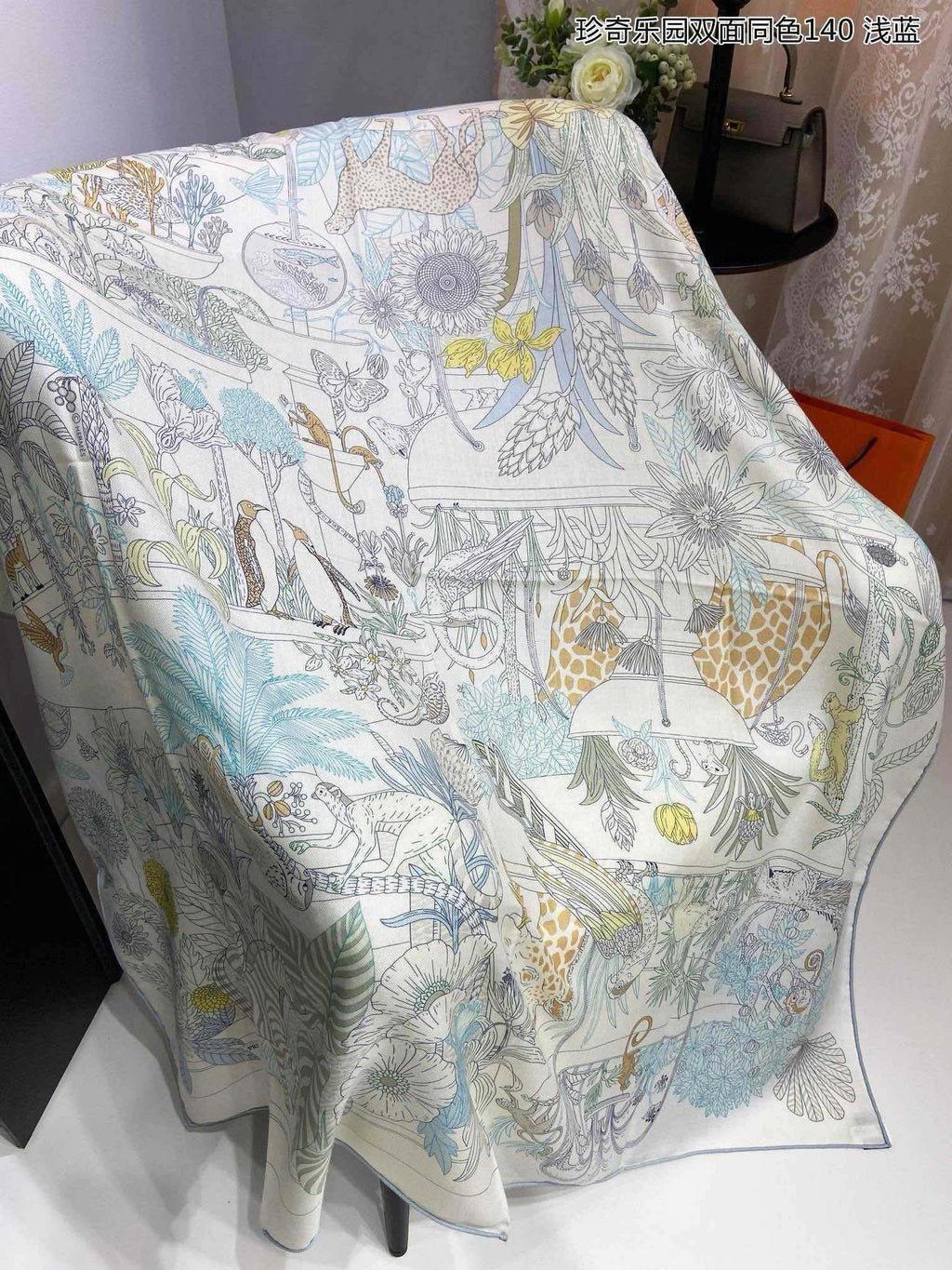 Square Scarf 140 CM White Colorful Cashmere And Silk