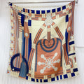 HM 25s Scarf 140cm Brown Blue Beige Cashmere 973323