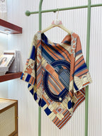 HM 25s Scarf 140cm Brown Blue Beige Cashmere 973323