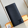 BRAZZA WALLET AEROGRAM 19CM BLACK CALFSKIN