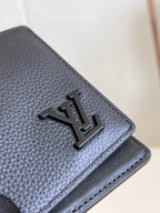 MULTIPLE WALLET AEROGRAM 10CM BLACK CALFSKIN