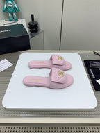 CC Slippers In Light Pink Quilted Lambskin 148965