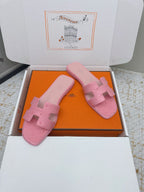 HM 26ss Oran Sandals Pink Ostrich Leather 625095