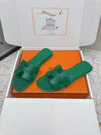 HM 26ss Oran Sandals Green Ostrich Leather 625102