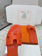 HM 26ss Oran Sandals Dark Orange Ostrich Leather 625105