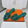 HM 26ss Oran Sandals 50 Forest Green Ostrich Leather 625129
