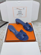 HM 26ss Oran Sandals 50 Blue Encre Ostrich Leather 625131