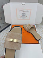 HM 26ss Oasis Sandals Taupe Suede Cowhide 625145