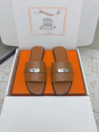 HM 26ss Oasis Sandals Brown Sheepskin Sliver Buckle 625166