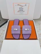 HM 26ss Oasis Sandals Purple Suede Cowhide 625177