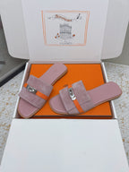 HM 26ss Oasis Sandals Rose Nude Orange Suede Cowhide 625179